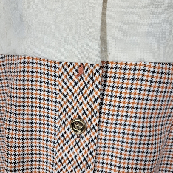 Vintage 70s California Girl Cream Houndstooth Button Up Shirt Dress Small READ - Picture 8 of 10